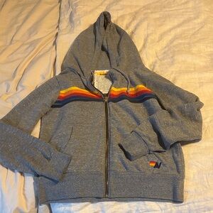 Aviator Nation Hoodie with Rainbow Stripes